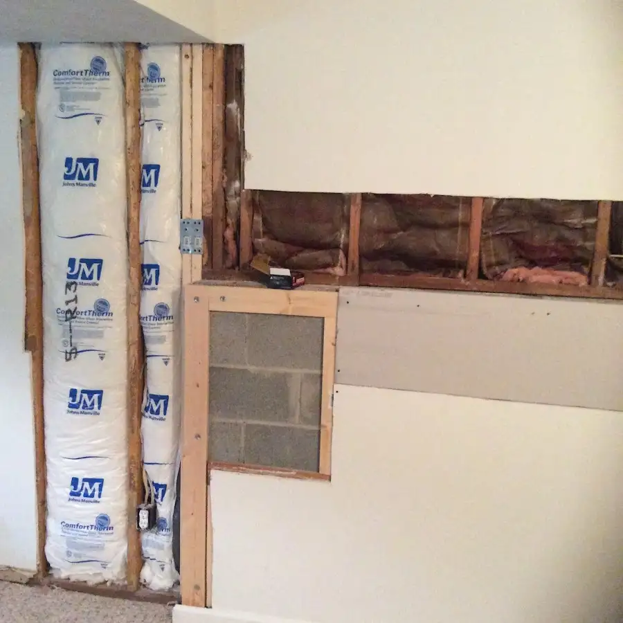 Wall insulation replacement during Basement Flood Cleanup in Stillwater